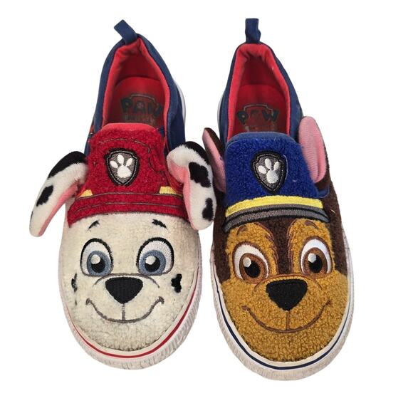Paw Patrol Shoes Kids Size 11 Slip On Marshall Chase Blue Red Cartoon Puppy - Picture 1 of 9